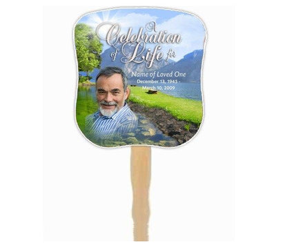 Reflection Memorial Fan With Wooden Handle (Pack Of 10) - Celebrate Prints