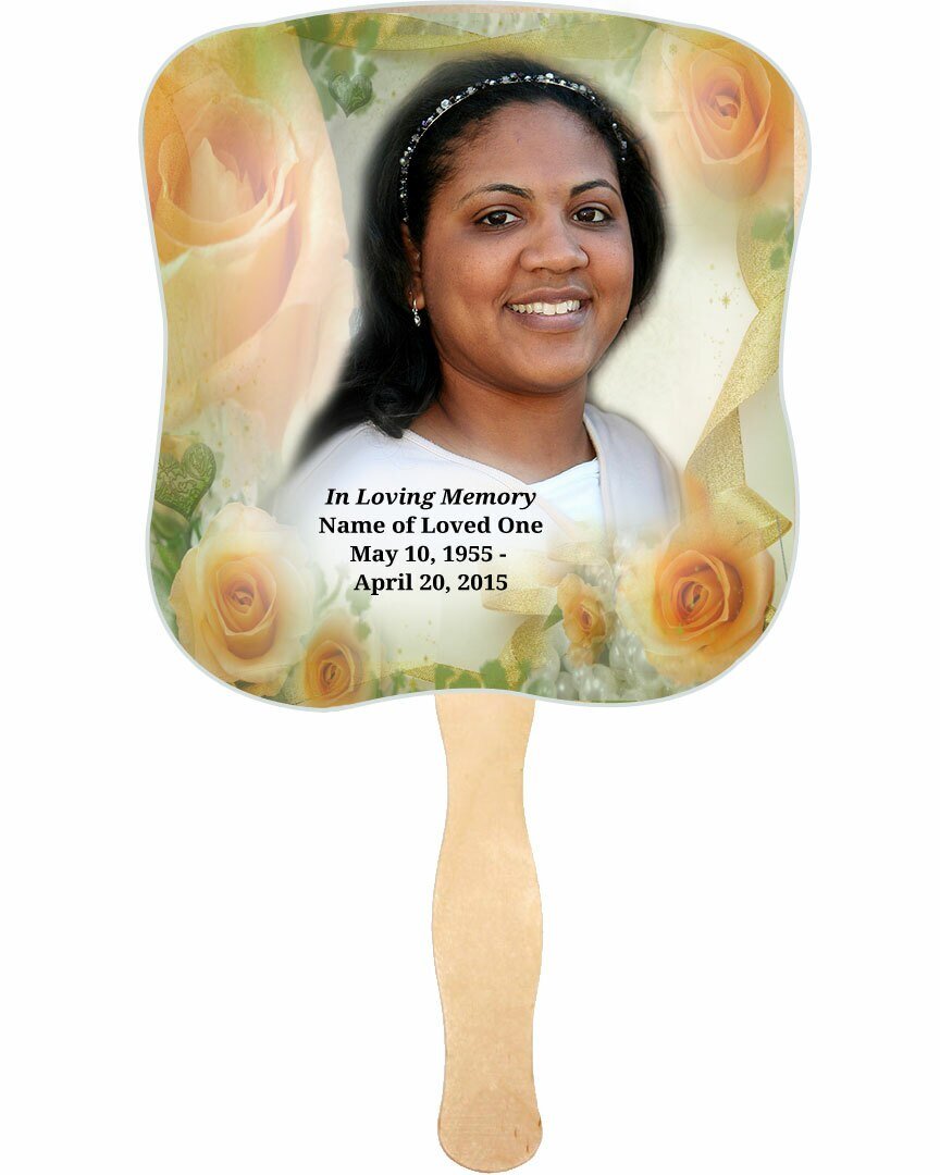 Rejoice Memorial Fan With Wooden Handle (Pack Of 10) - Celebrate Prints