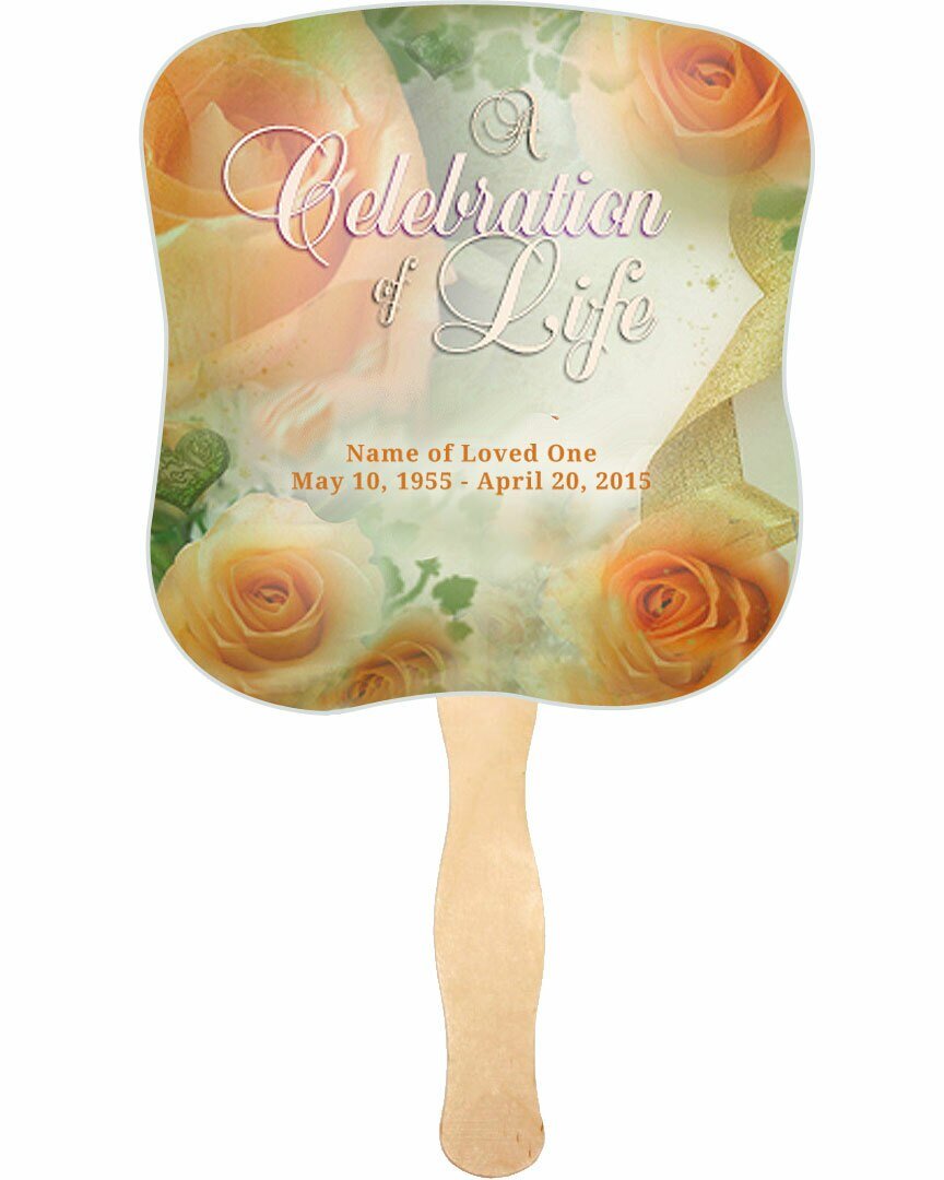 Rejoice Memorial Fan With Wooden Handle (Pack Of 10) - Celebrate Prints