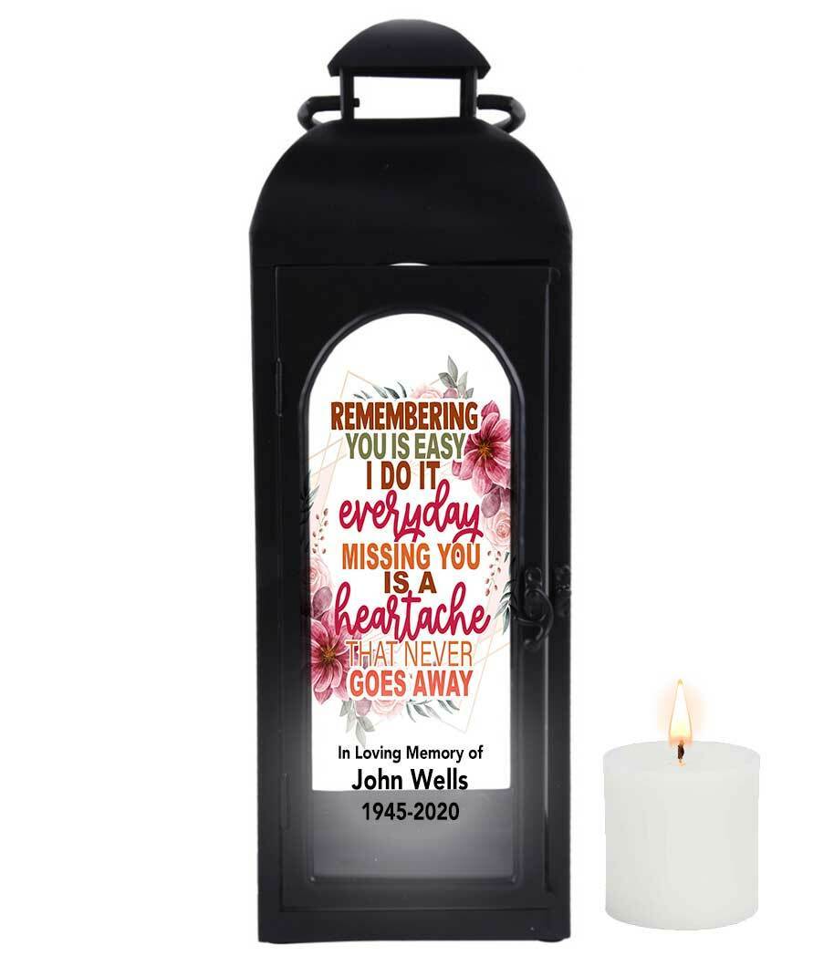 Remembering You Black Memorial Lantern With Wax Candle - Celebrate Prints