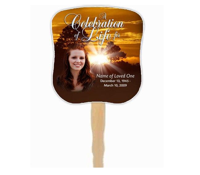 Renewal Memorial Fan With Wooden Handle (Pack Of 10) - Celebrate Prints