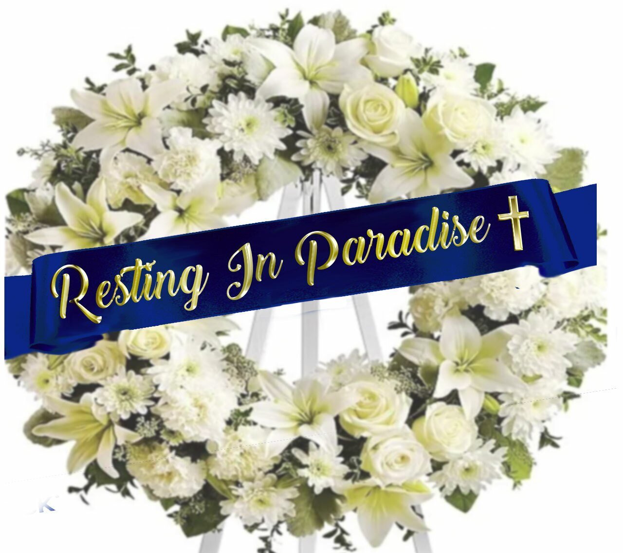 Resting In Paradise Gold Foil Funeral Ribbon Banner For Flowers - Celebrate Prints
