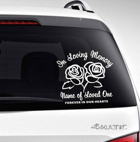 Roses In Loving Memory Car Decal - Celebrate Prints