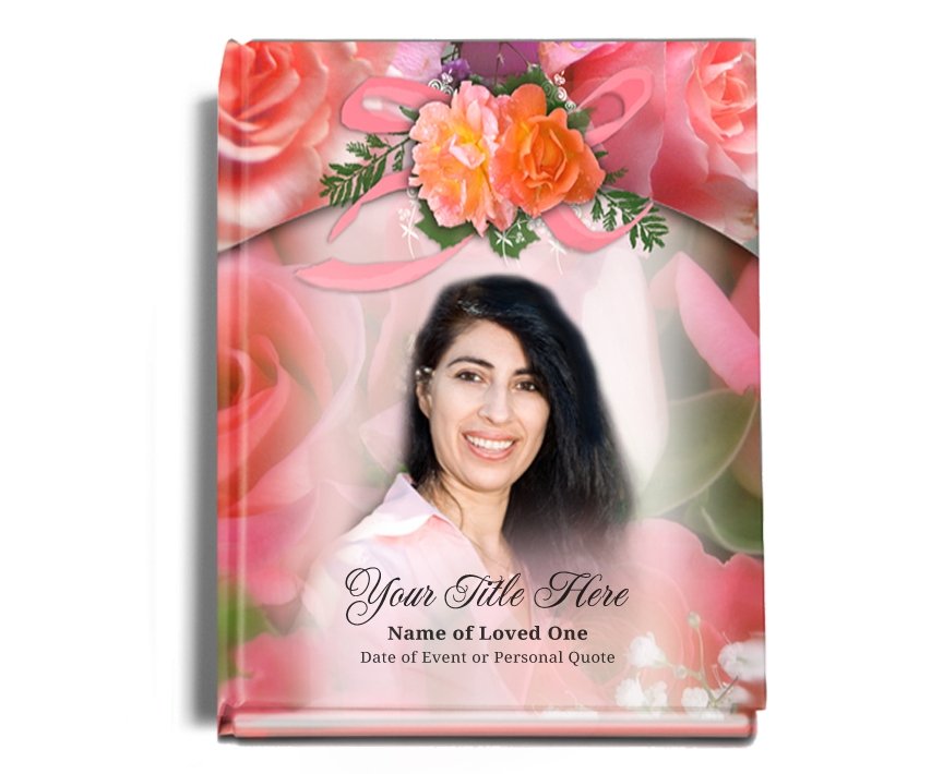Rosy Perfect Bind Memorial Funeral Guest Book - Celebrate Prints