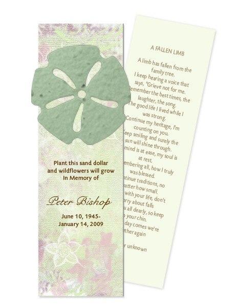 Sand Dollar Plantable Memorial Bookmark (Pack of 12) - Celebrate Prints