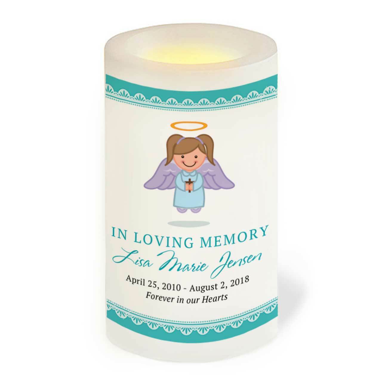 Scallop Personalized Flameless LED Memorial Candle - Celebrate Prints