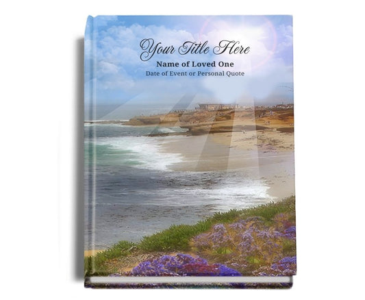 Seashore Perfect Bind Memorial Funeral Guest Book - Celebrate Prints