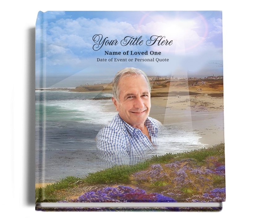 Seashore Perfect Bind Memorial Funeral Guest Book - Celebrate Prints