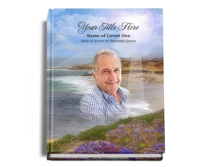Seashore Perfect Bind Memorial Funeral Guest Book - Celebrate Prints