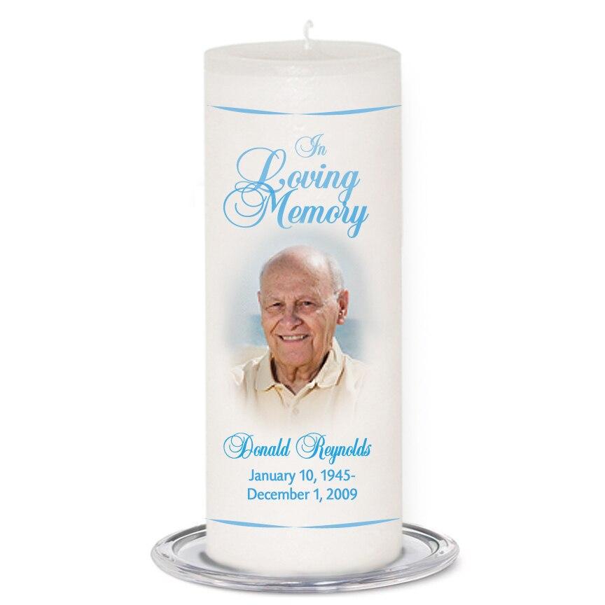 Simple Personalized Wax Pillar Memorial Candle - Celebrate Prints