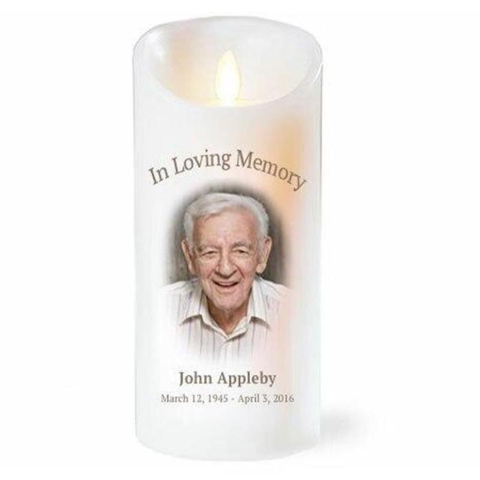 Simple With Personalized Photo Dancing Wick LED Candle - Celebrate Prints