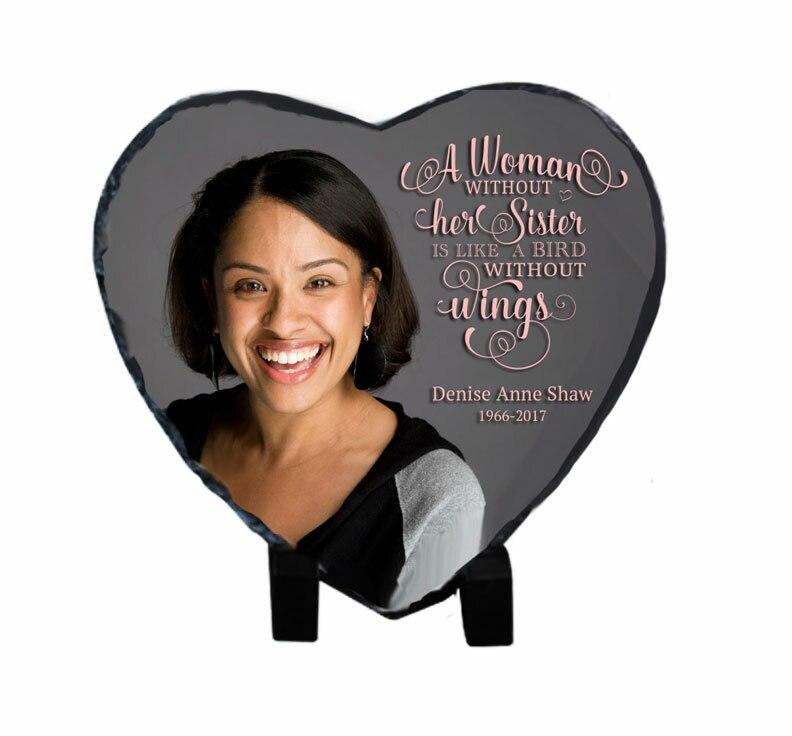 Small Heart Shape Memorial Slate Stone Plaque with Stand - Celebrate Prints