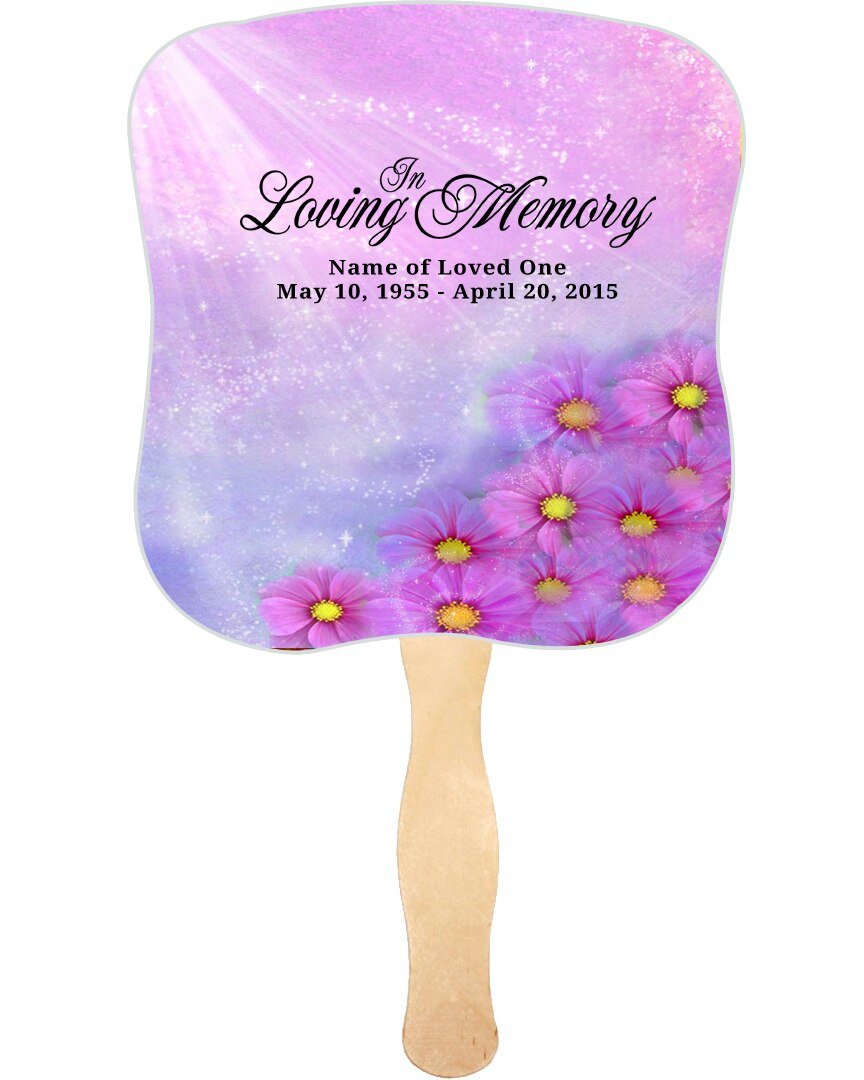 Sparkle Memorial Fan With Wooden Handle (Pack Of 10) - Celebrate Prints