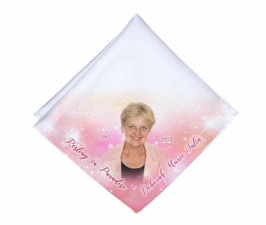 Sparkling Pink Personalized Memorial Handkerchief - Celebrate Prints