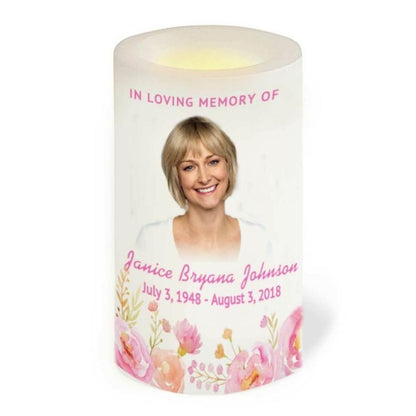 Springtime Personalized Flameless LED Memorial Candle - Celebrate Prints