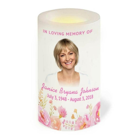 Springtime Personalized Flameless LED Memorial Candle - Celebrate Prints