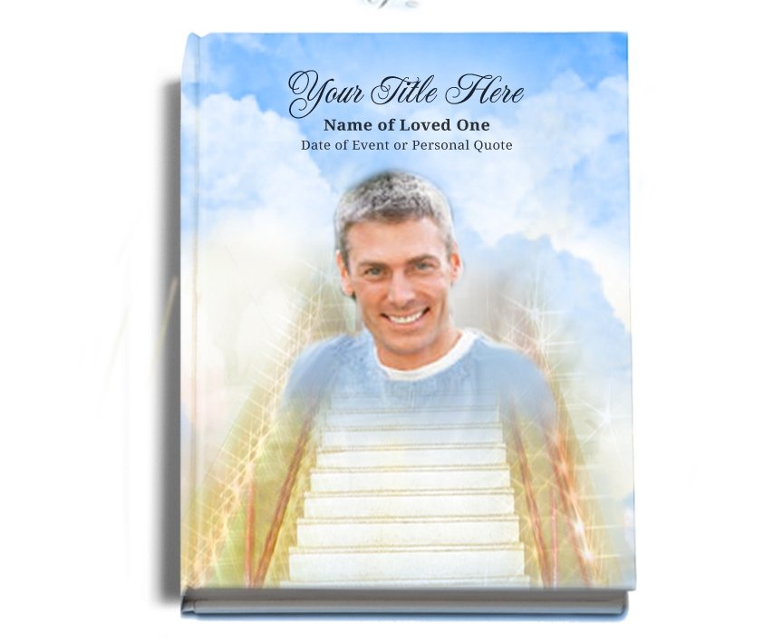 Stairway Perfect Bind Memorial Funeral Guest Book - Celebrate Prints