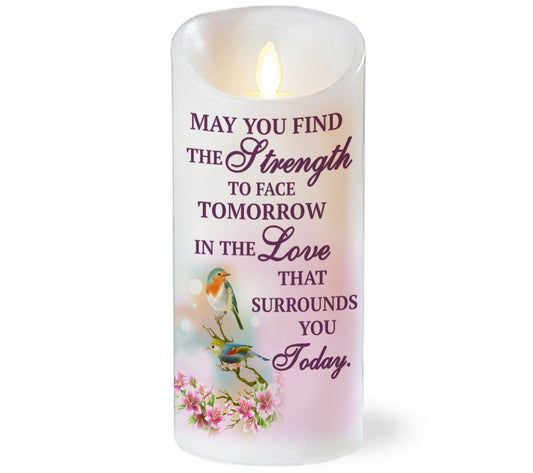 Strength For Today Dancing Wick LED Memorial Candle - Celebrate Prints