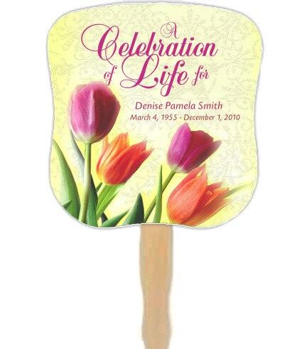 Sunny Memorial Fan With Wooden Handle (Pack Of 10) - Celebrate Prints