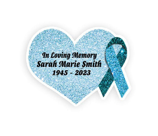 Teal Cancer Ribbon Heart Pin - Pack of 10 - Celebrate Prints