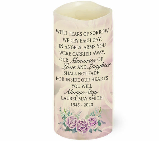 Tears of Sorrow Personalized LED Memorial Candle - Celebrate Prints