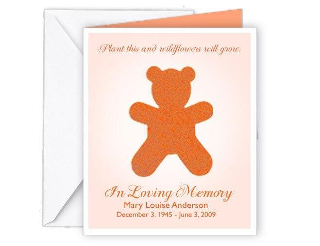 Teddy Bear Plantable Memorial Card (Pack of 25) - Celebrate Prints