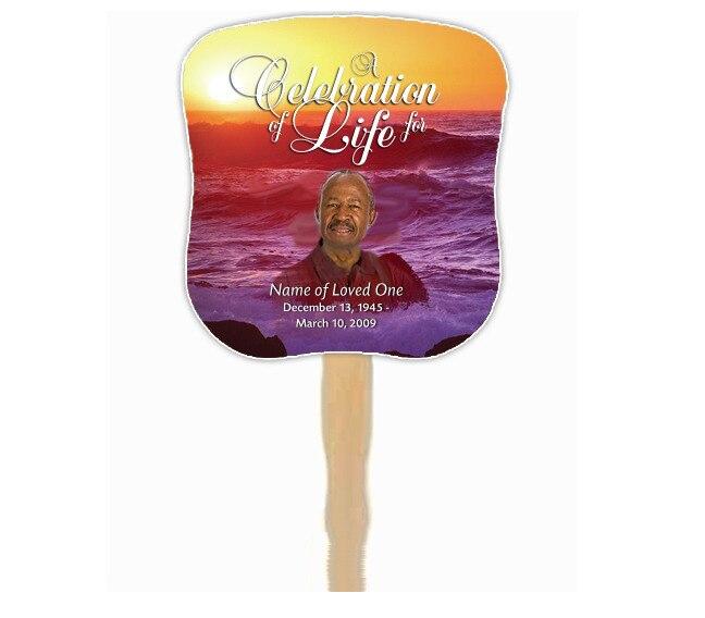 Twilight Memorial Fan With Wooden Handle (Pack Of 10) - Celebrate Prints