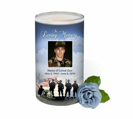 U.S. Army Personalized Glass Memorial Candle - Celebrate Prints