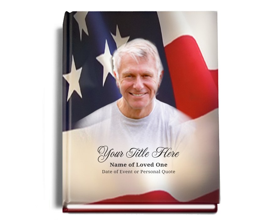 US Flag Perfect Bind Memorial Funeral Guest Book - Celebrate Prints