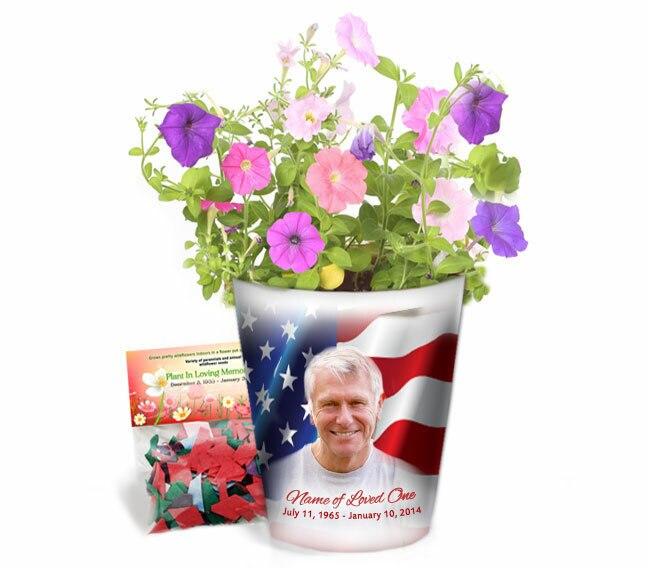 US Flag Personalized Memorial Ceramic Flower Pot - Celebrate Prints
