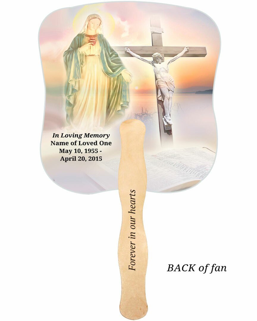 Vision Memorial Fan With Wooden Handle (Pack Of 10) - Celebrate Prints