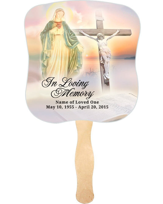 Vision Memorial Fan With Wooden Handle (Pack Of 10) - Celebrate Prints