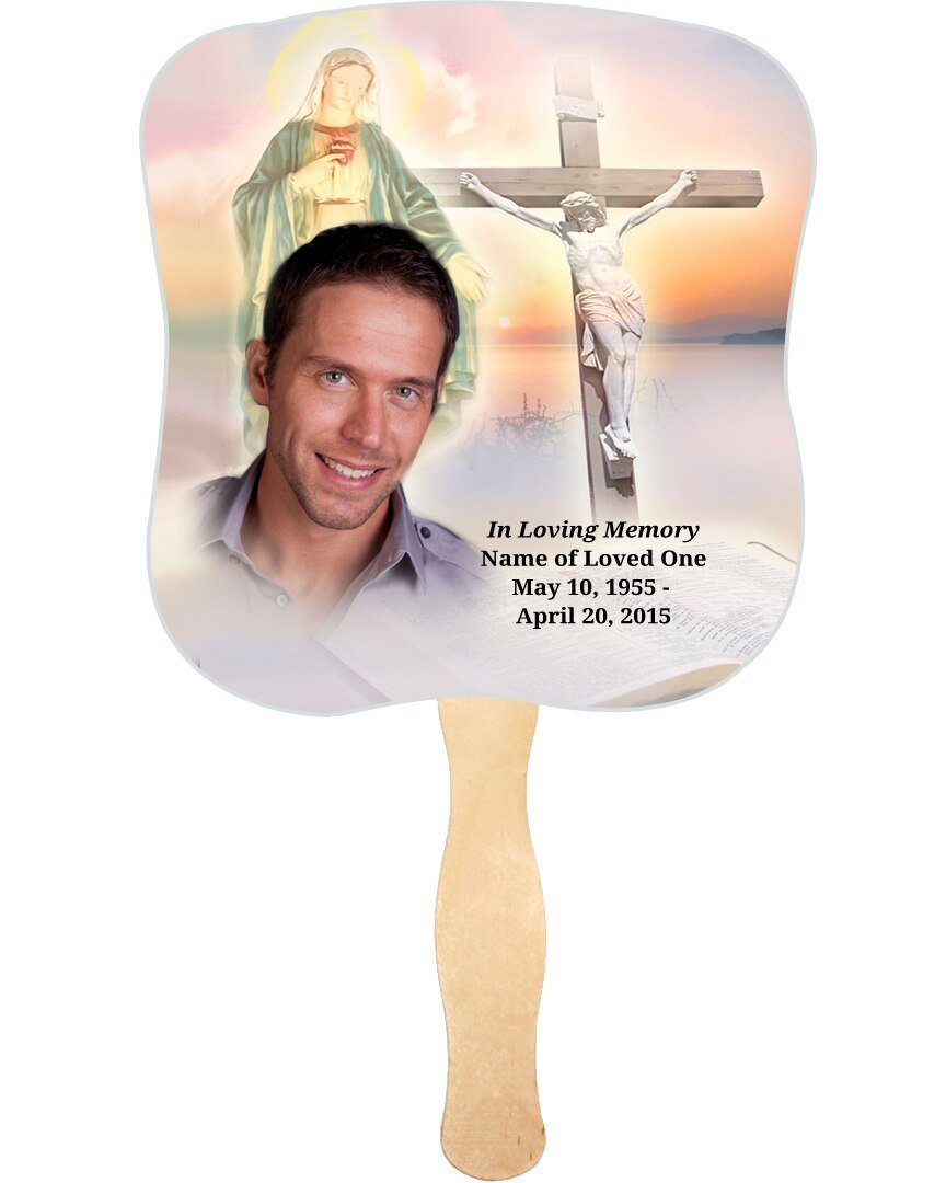Vision Memorial Fan With Wooden Handle (Pack Of 10) - Celebrate Prints