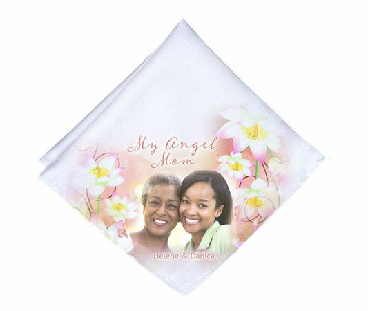 White Blossoms Personalized Memorial Handkerchief - Celebrate Prints