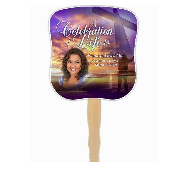 Worship Memorial Fan With Wooden Handle (Pack Of 10) - Celebrate Prints