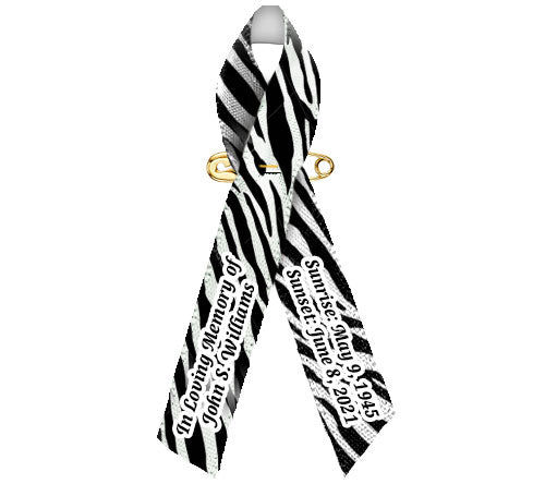 Zebra Memorial Awareness Ribbon - Pack of 10 - Celebrate Prints